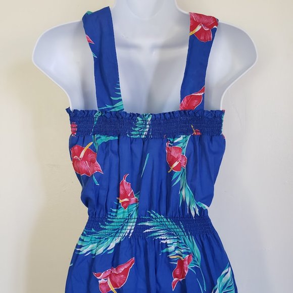 Sand Pebble of Hawaii Womens Sundress Small Blue Anthurium Print 70s USA - Picture 9 of 12